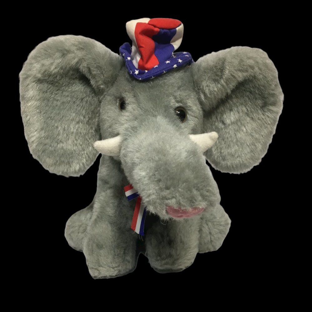 Gibson Greetings Elephant Plush Republican Election Vintage 1996 Gray Souvenir - Picture 1 of 9